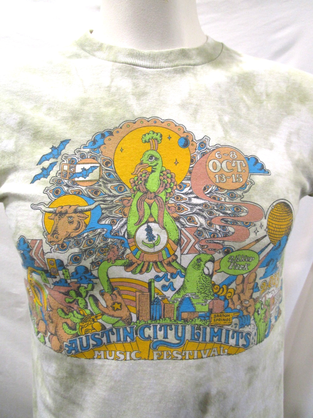 ACL 2023 Austin City Limits Music Festival Green Tie Dye Peacock T Shirt Adult S